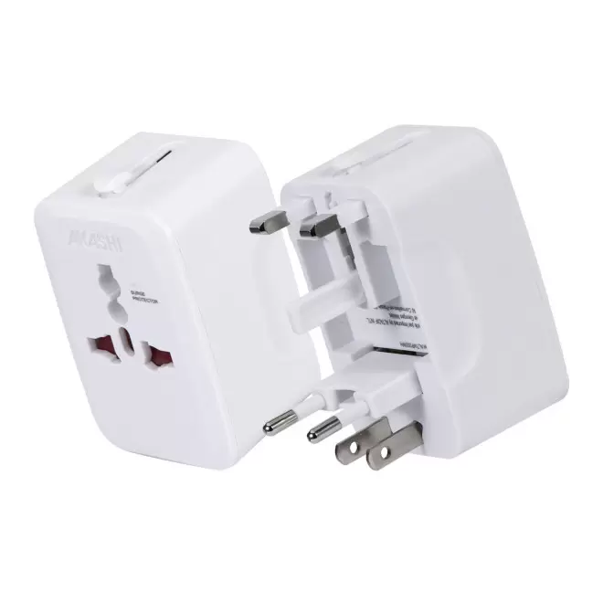 ADAPTATEUR UNIVERSEL DE VOYAGE PERSONNALISABLE 'VLYTA' - blanc
