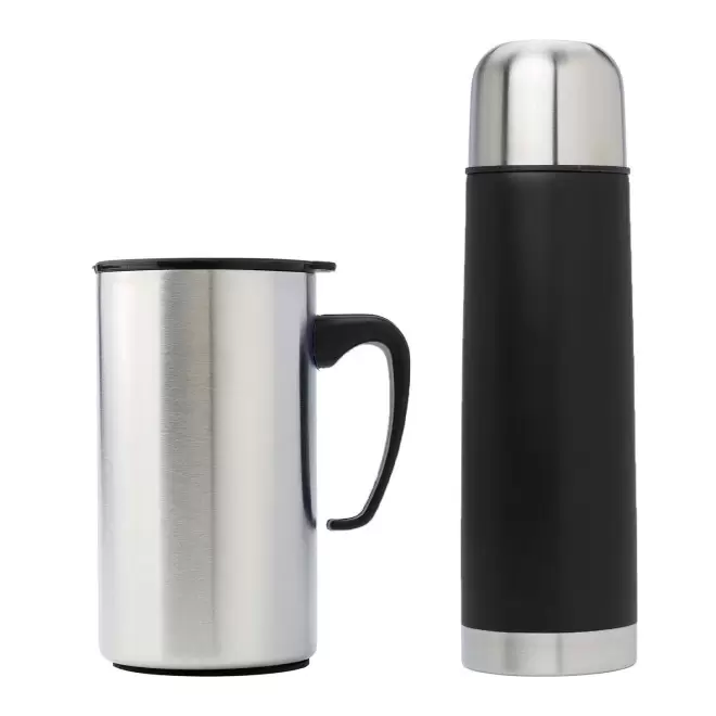 COFFRET BOUTEILLE ISOTHERME PERSONNALISABLE 'ZENIO' - noir