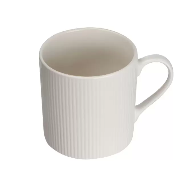 MUG PERSONNALISE 400 ML EN CERAMIQUE NERVUREE 'VIVIANE' - blanc