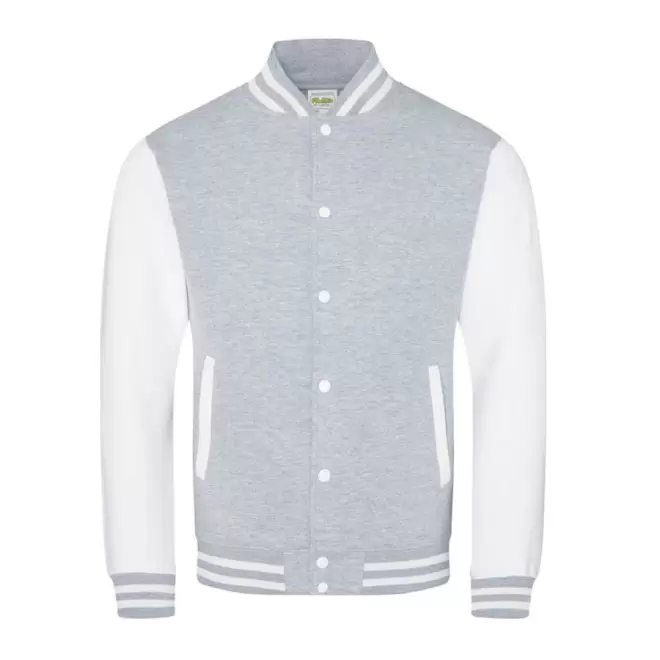 VESTE PERSONNALISÉE SWEAT 'PITCHER' - gris chiné/blanc