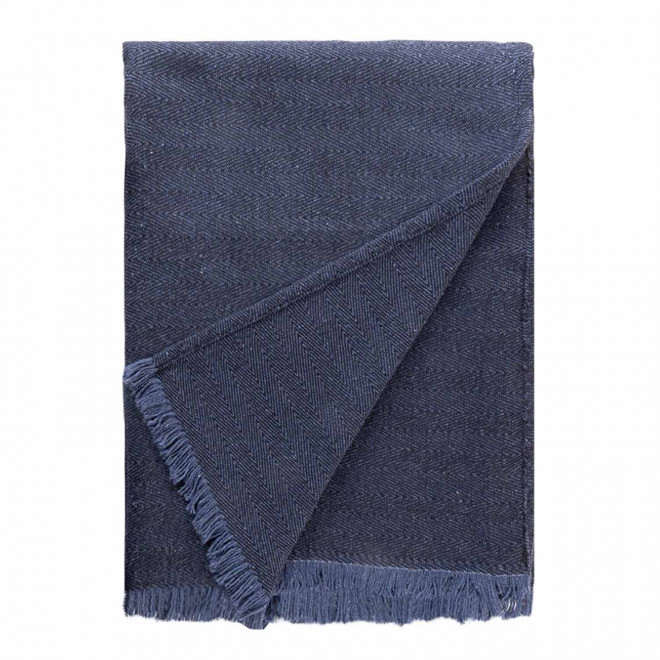 PLAID EN COTON PERSONNALISABLE 'NANGA' 260GR/M² - bleu marine