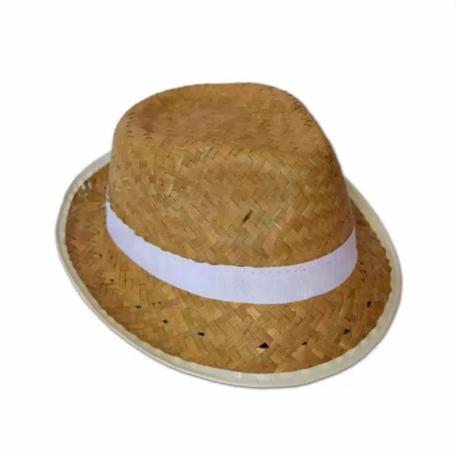 CHAPEAU PAILLE EU PERSONNALISABLE 'BRAZ KIDS' - paille foncée/blanc