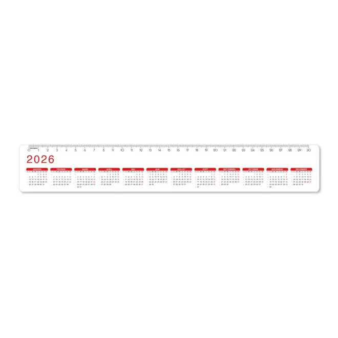 REGLE CALENDRIER 30 CM PERSONNALISEE 'REGLAS DATE' - rouge
