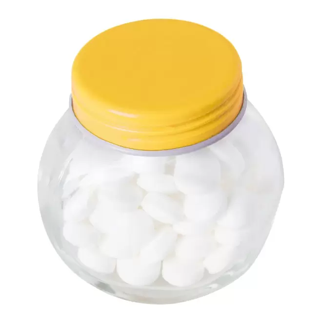 BONBONNIERE PASTILLES A LA MENTHE PERSONNALISABLE 'YAMA' - jaune