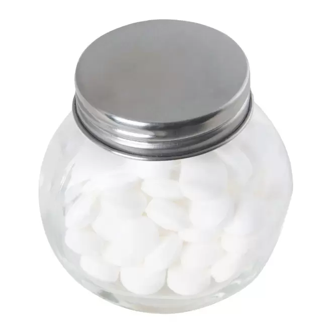 BONBONNIERE PASTILLES A LA MENTHE PERSONNALISABLE 'YAMA' - argenté