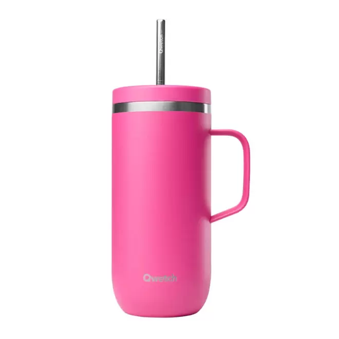 MUG ISOTHERME 600ML PERSONNALISE 'COLD CUP POIGNEE' - magenta