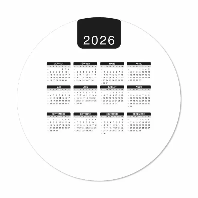 TAPIS DE SOURIS PERSONNALISABLE 'PADY DATE' - noir - rond