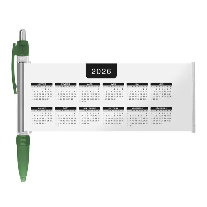 STYLO BANNIERE CALENDRIER PERSONNALISABLE 'SCROLL DATE' - vert foncé grille_noire