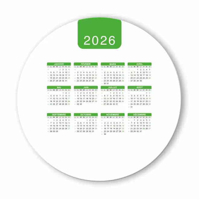 TAPIS DE SOURIS PERSONNALISABLE 'PADY DATE' - vert - rond