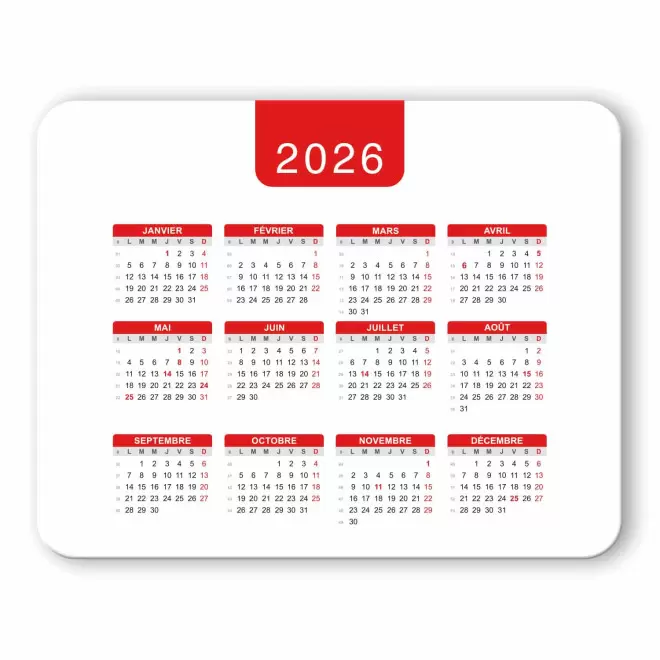 TAPIS DE SOURIS PERSONNALISABLE 'PADY DATE' - rouge - rectangle