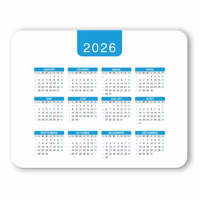 TAPIS DE SOURIS PERSONNALISABLE 'PADY DATE' - bleu - rectangle