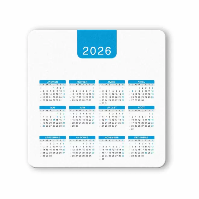 TAPIS DE SOURIS CALENDRIER PERSONNALISABLE 'PERSOLITO DATE' - bleu