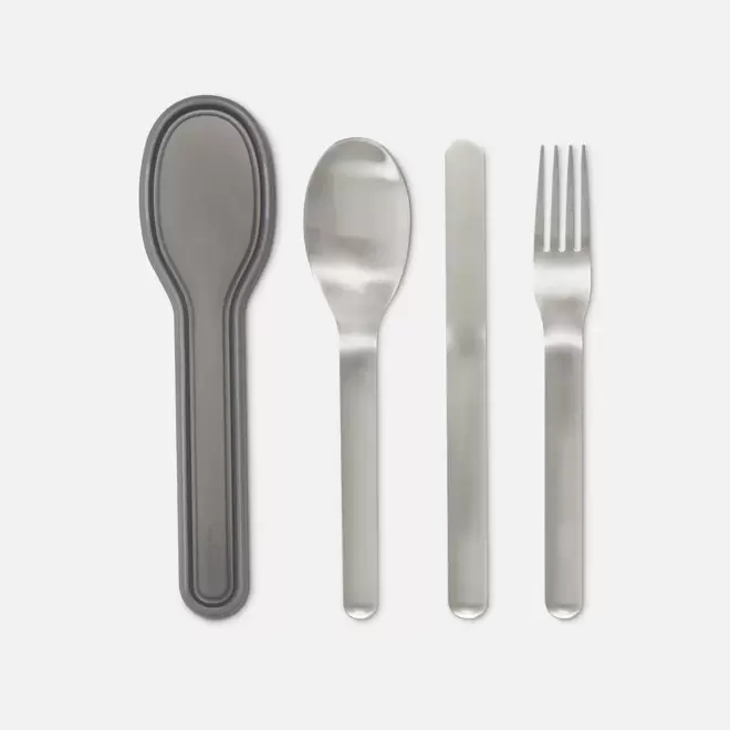 SET DE COUVERTS AVEC BOITE PERSONNALISABLE 'CUTLERY' - gris
