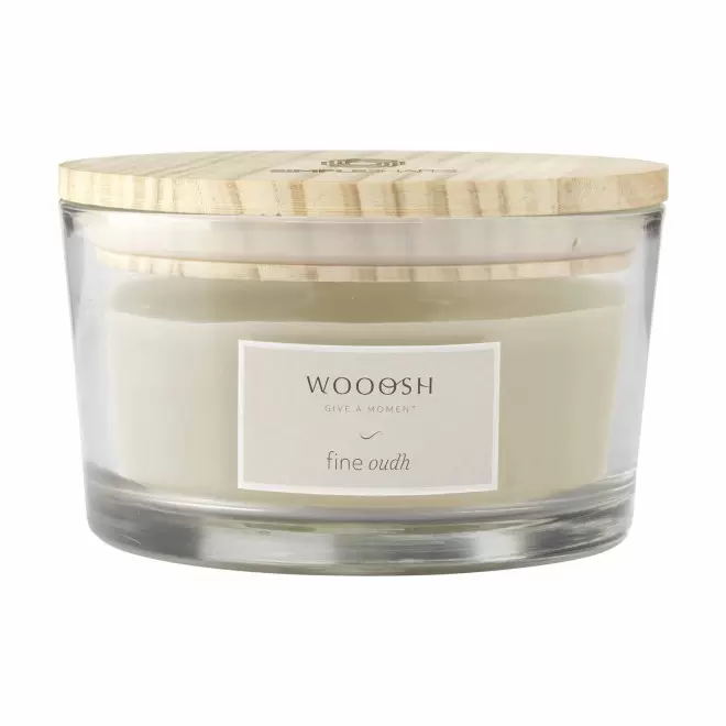 BOUGIE MECHE BOIS PERSONNALISABLE 'WOOOSH WOOD' - blanc