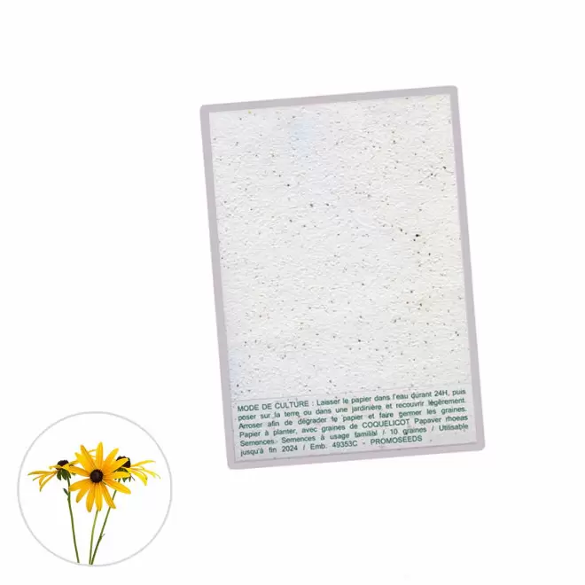 CARTE À PLANTER PERSONNALISABLE ENSEMENCÉE 140 G/M² 'HORTUS' - rudbeckia
