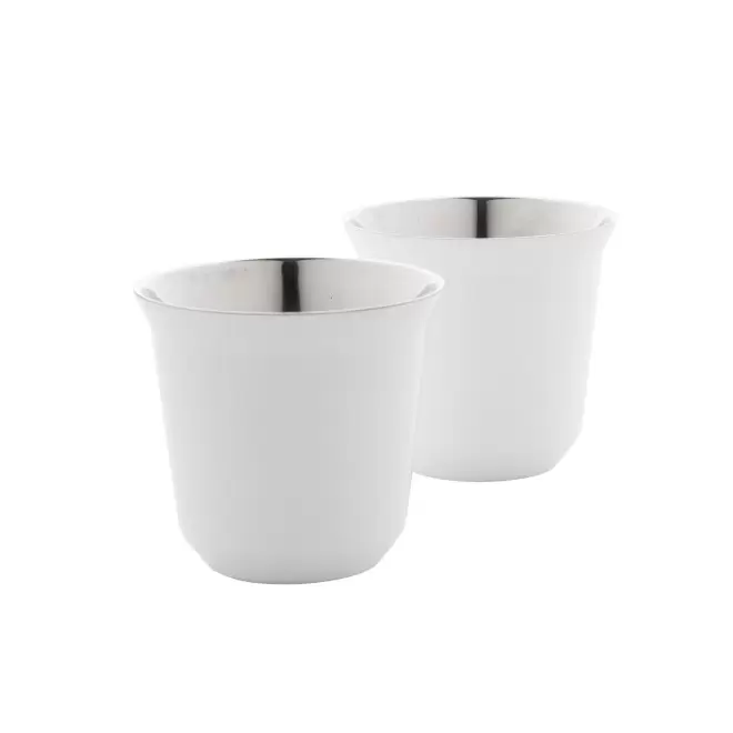 SET TASSES EN ACIER 80ML PERSONNALISABLE 'TEDOK' - blanc