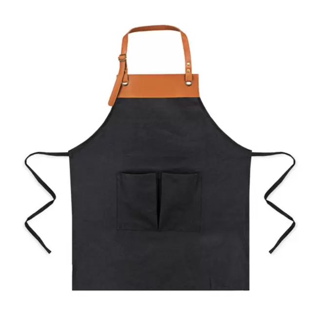 TABLIER BARISTA PU COTON PERSONNALISABLE 'BARISTYLE' - noir