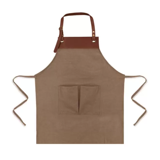 TABLIER BARISTA PU COTON PERSONNALISABLE 'BARISTYLE' - brun clair