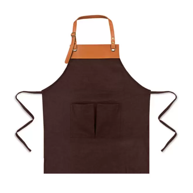 TABLIER BARISTA PU COTON PERSONNALISABLE 'BARISTYLE' - brun foncé