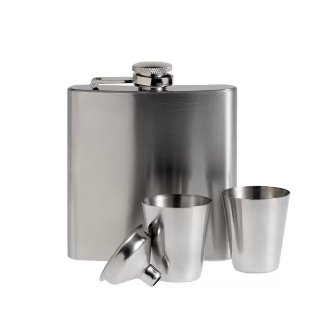 FLACON ET 2 TASSES PERSONNALISABLES 'ARRAN' - argenté mat