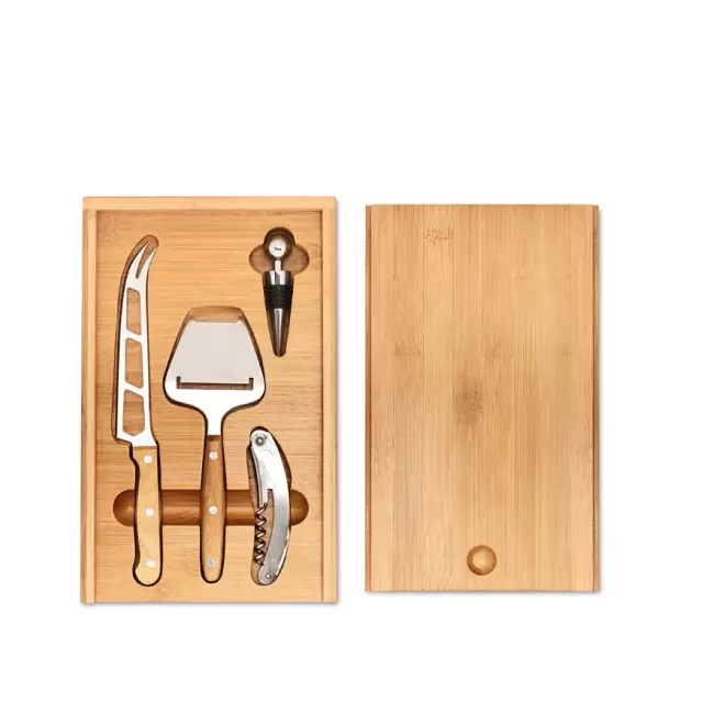 PLATEAU À FROMAGE PERSONNALISÉ 4 ACCESSOIRES 'PEYNIR' - bambou