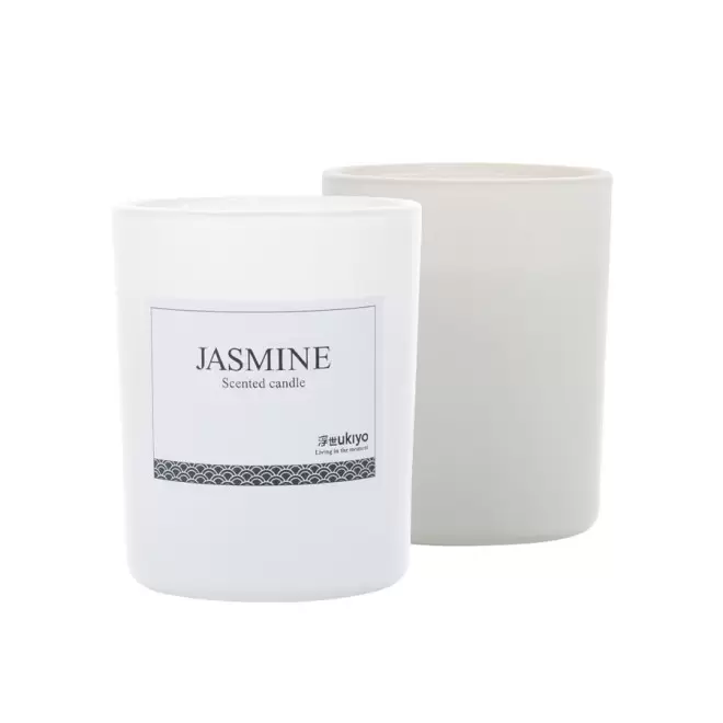 BOUGIE PERSONNALISÉE PARFUMÉE UKIYO® 'JASMINE' - blanc