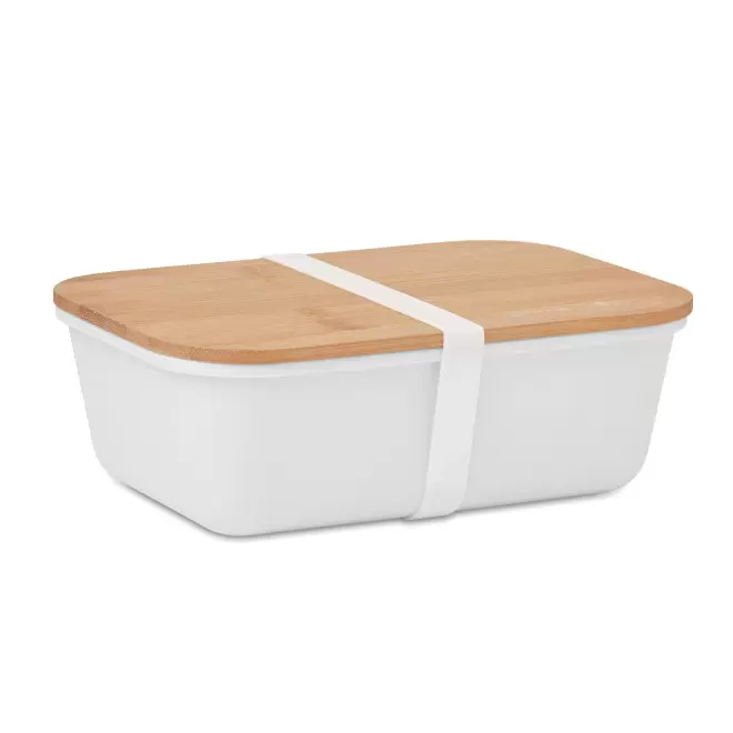 LUNCH BOX COUVERCLE EN BAMBOU PERSONNALISABLE 'BUCATI' - blanc
