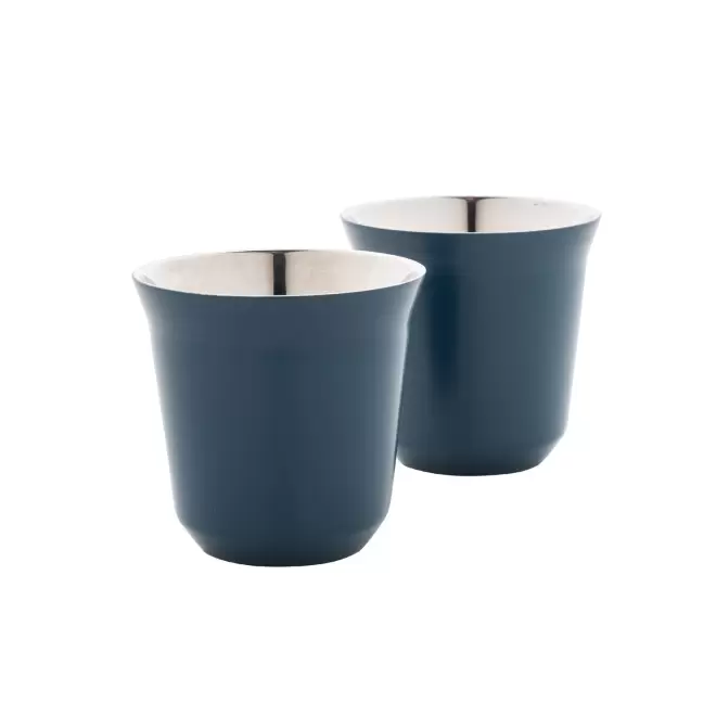SET TASSES EN ACIER 80ML PERSONNALISABLE 'TEDOK' - bleu foncé