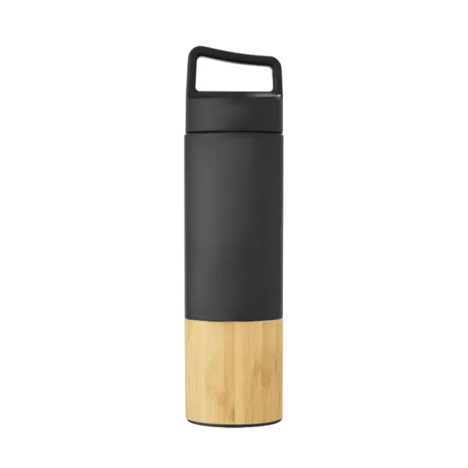 BOUTEILLE ISOTHERME PERSONNALISÉE EN BAMBOU 540ML 'BUTILKA BAMBOO' - noir