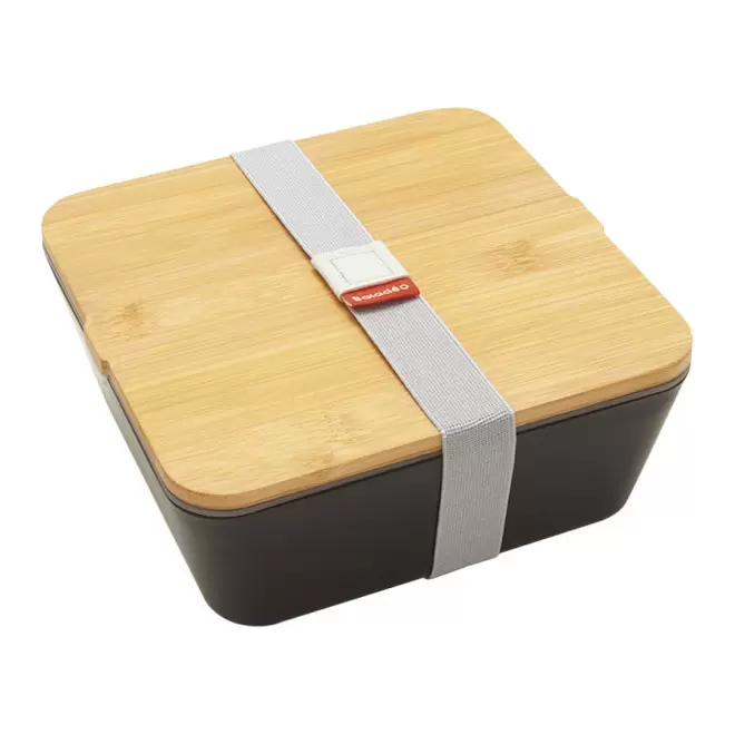 BENTO PERSONNALISÉ AVEC COUVERCLE EN BAMBOU 'UMAMI' - noir