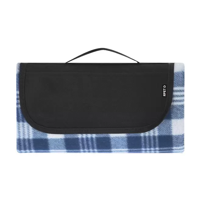 COUVERTURE PIQUE NIQUE RPET PERSONNALISABLE 'LEVIO' - noir/bleu