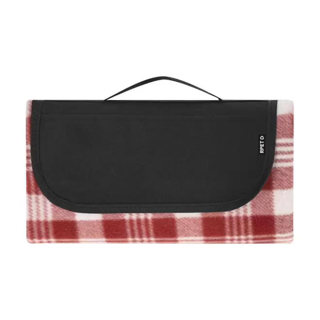 COUVERTURE PIQUE NIQUE RPET PERSONNALISABLE 'LEVIO' - noir/rouge