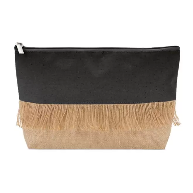 TROUSSE DE TOILETTE PERSONNALISE EN COTON ET JUTE 'LALO' - noir