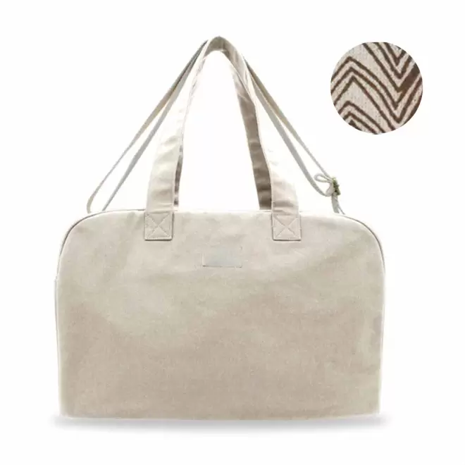 SAC WEEK-END PERSONNALISABLE STUDIO BY HINDBAG 'HUGO' - écru