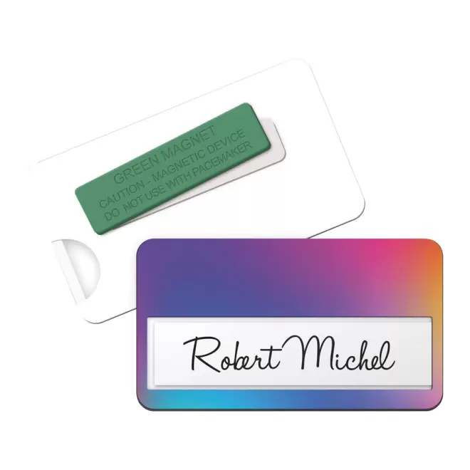 BADGE PERSONNALISABLE ÉTIQUETTE 'ETIKETA' - blanc