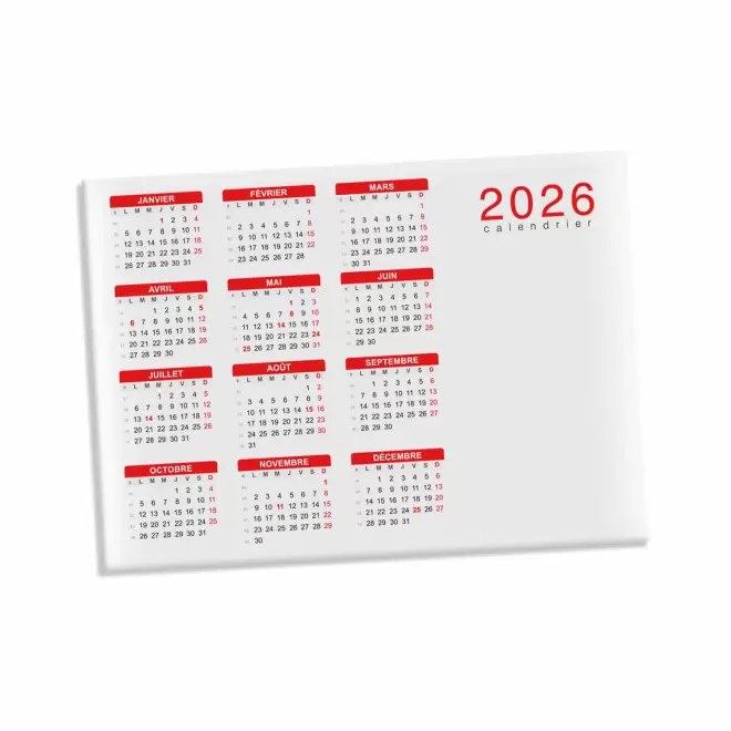 CALENDRIER MAGNETIQUE PERSONNALISABLE 'DATE' - 10 x 14 cm - rouge