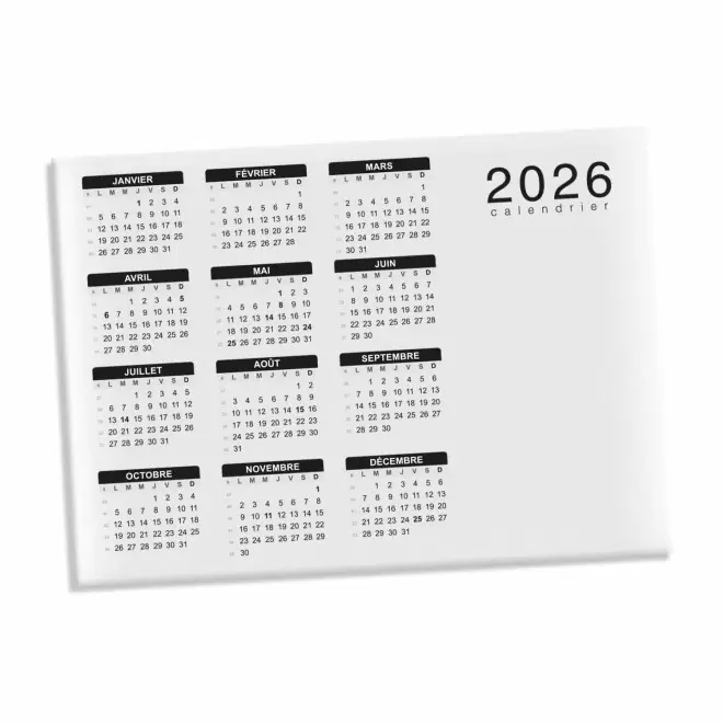 CALENDRIER MAGNETIQUE PERSONNALISABLE 'DATE' - 15 x 21 cm - noir