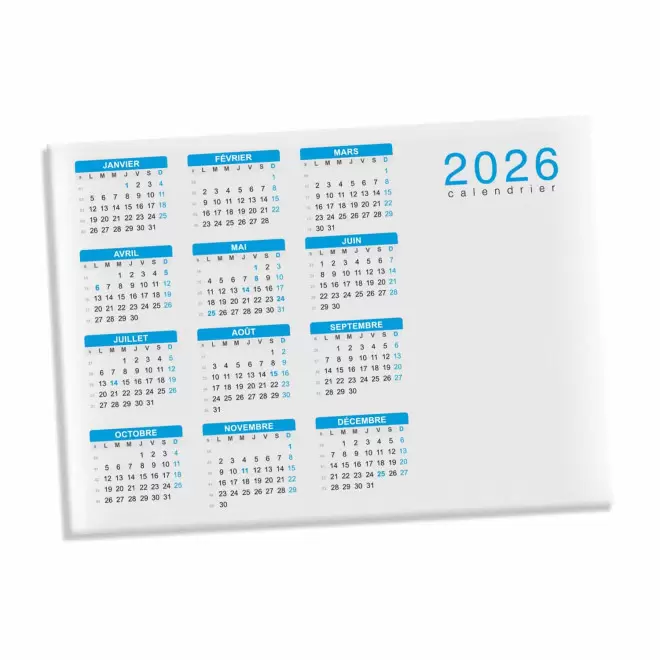 CALENDRIER MAGNETIQUE PERSONNALISABLE 'DATE' - 15 x 21 cm - bleu