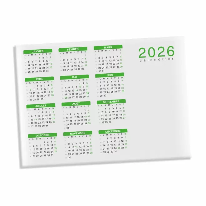 CALENDRIER MAGNETIQUE PERSONNALISABLE 'DATE' - 15 x 21 cm - vert