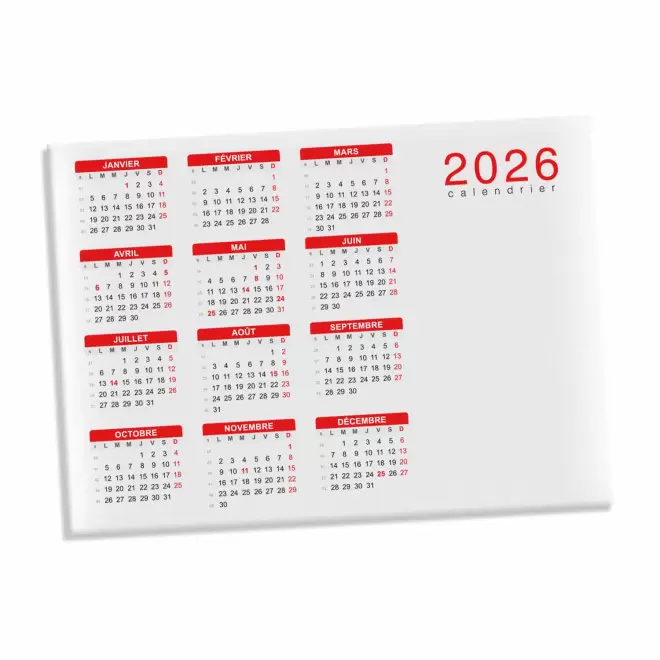 CALENDRIER MAGNETIQUE PERSONNALISABLE 'DATE' - 15 x 21 cm - rouge
