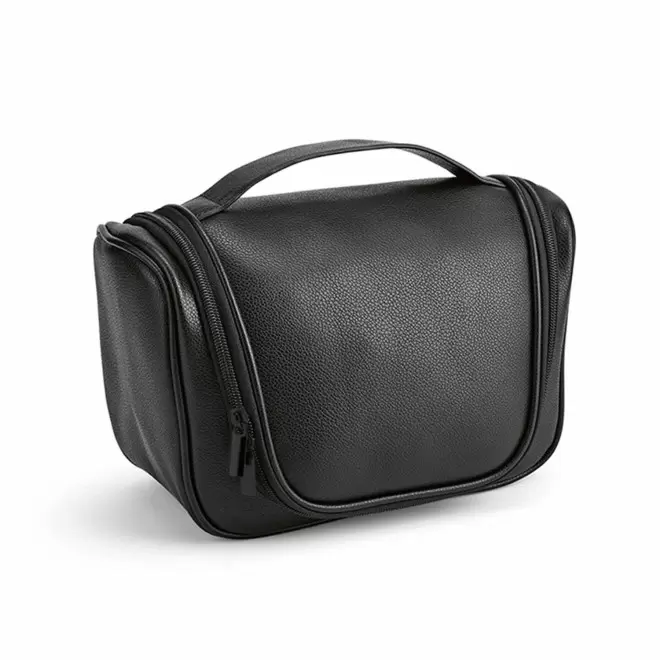 TROUSSE DE TOILETTE CUIR RECYCLE PERSONNALISABLE 'YUNA' - noir