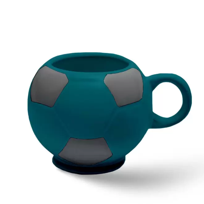MUG BALLON DE FOOT MIE 320ML PERSONNALISABLE 'FOTY' - bleu canard mat