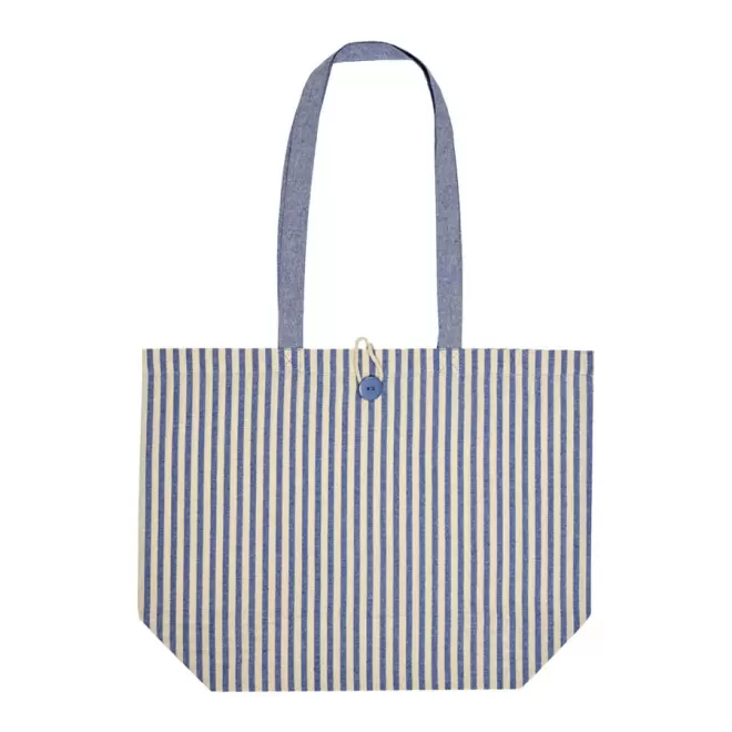 SAC DE PLAGE PUBLICITAIRE EN COTON 'MYKONOS' - blanc/bleu