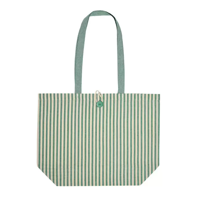 SAC DE PLAGE PUBLICITAIRE EN COTON 'MYKONOS' - blanc/vert