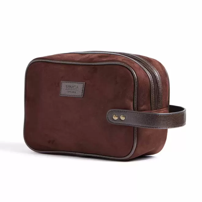 TROUSSE DE TOILETTE PERSONNALISEE EFFET DAIM 'POLLIE' - marron