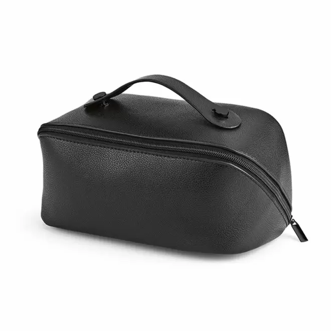 TROUSSE DE TOILETTE CUIR RECYCLE PERSONNALISABLE 'ANGELE' - noir