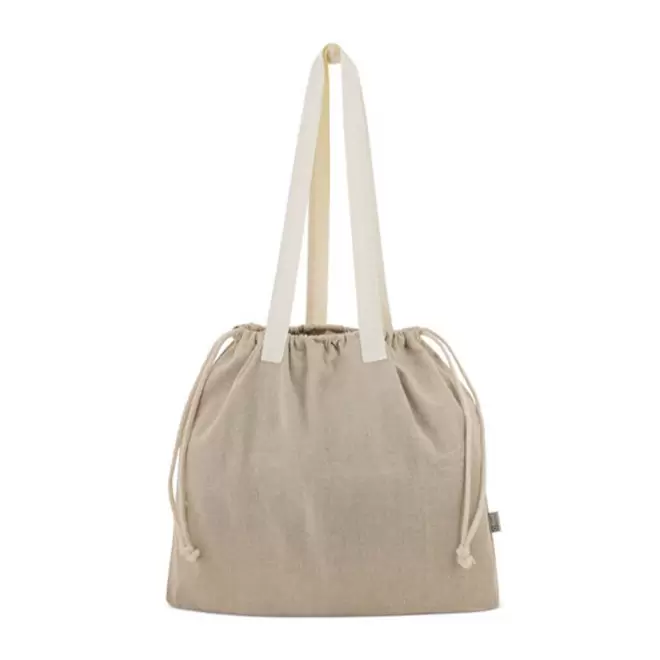 SAC COTON RECYCLE AVEC CORDON PERSONNALISABLE 'SYSTOM' - naturel
