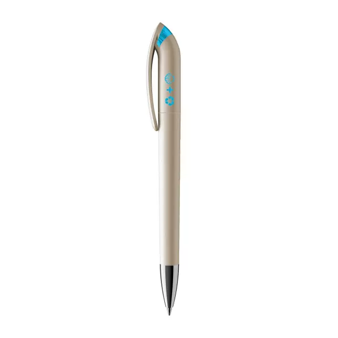 STYLO RECYCLE PERSONNALISABLE 'PEARL CLEAR' - turquoise