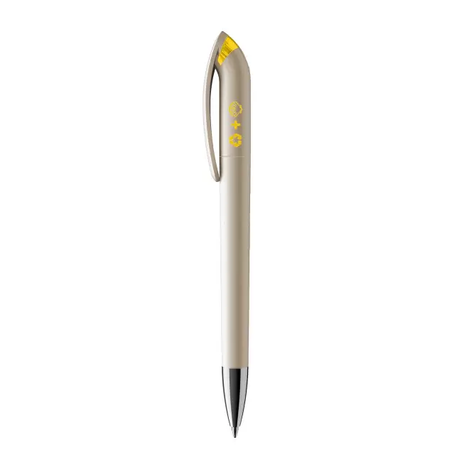 STYLO RECYCLE PERSONNALISABLE 'PEARL CLEAR' - jaune