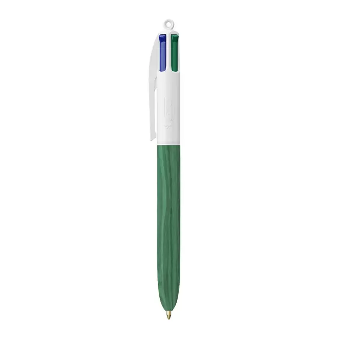 STYLO IMITATION BOIS PERSONNALISÉ 4 COULEURS BIC® 'WOOD STYLE' - blanc/vert